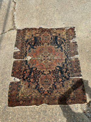 Persian Handwoven Area Rug Worn  - Image 1 of 7