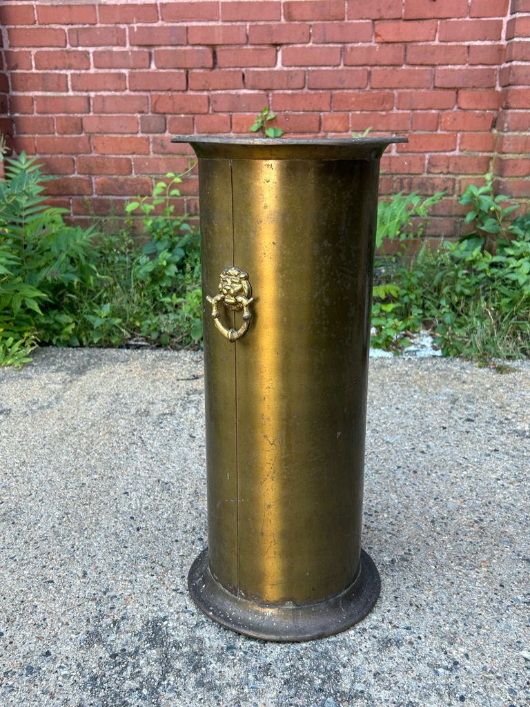 Vtg Brass Umbrella Stand Lion Head Ring Pulls - image 1 of 4