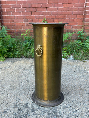 Vtg Brass Umbrella Stand Lion Head Ring Pulls - Image 1 of 4