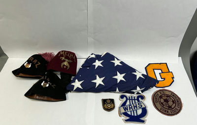US Flag, Athletic Patches and Masonic Headwear - Image 1 of 5