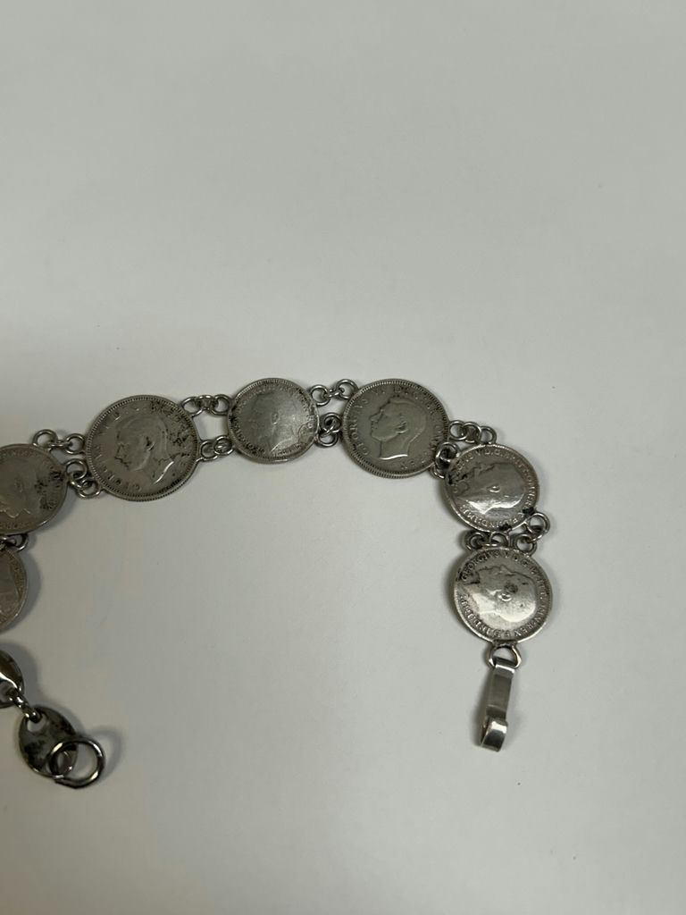 Sterling Silver Coin Bracelet King George VI  - image 2 of 6