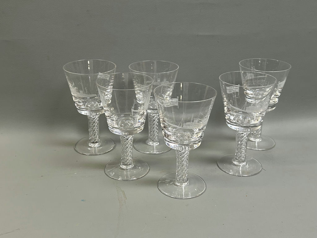 Signed Stuart Crystal Glasses R.M.S. Queen Elizabeth 1940-1968 Made in Enlgand - image 8 of 8