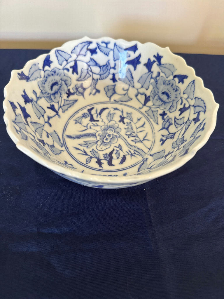 Vintage Asian ceramic Blue and white porcelain bowl - image 1 of 3