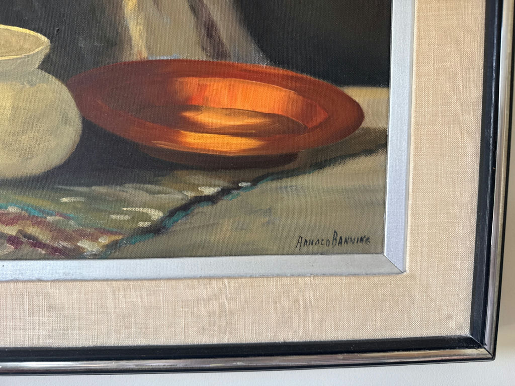 Arnold Banning - Still life painting with vases and plate - image 3 of 3