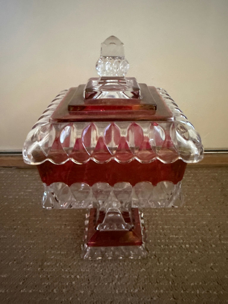 Westmoreland Red Crystal Square Candy Dish with Lid - image 2 of 3