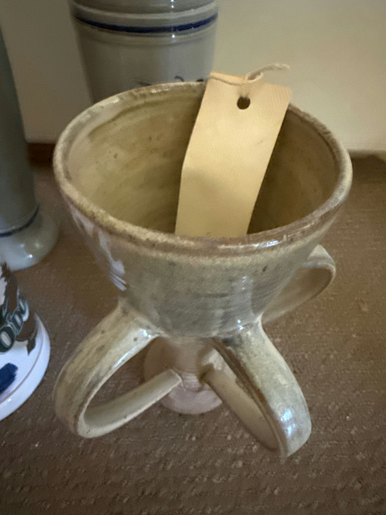 Two ceramic beer steins, a novelty mug, and a ceramic pour-over dripper - image 4 of 7