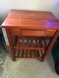 Wooden rolling cabinet with drawer and slatted shelves - thumbnail 2 of 4