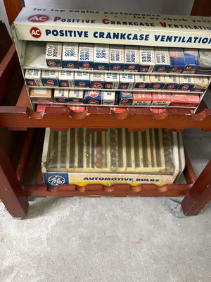 Vintage automotive parts and bulbs display - Image 1 of 3