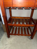 Wooden rolling cabinet with drawer and slatted shelves - thumbnail 4 of 4