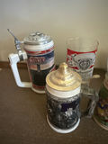 Ceramic beer steins with pewter lids and Budweiser mugs - thumbnail 2 of 5