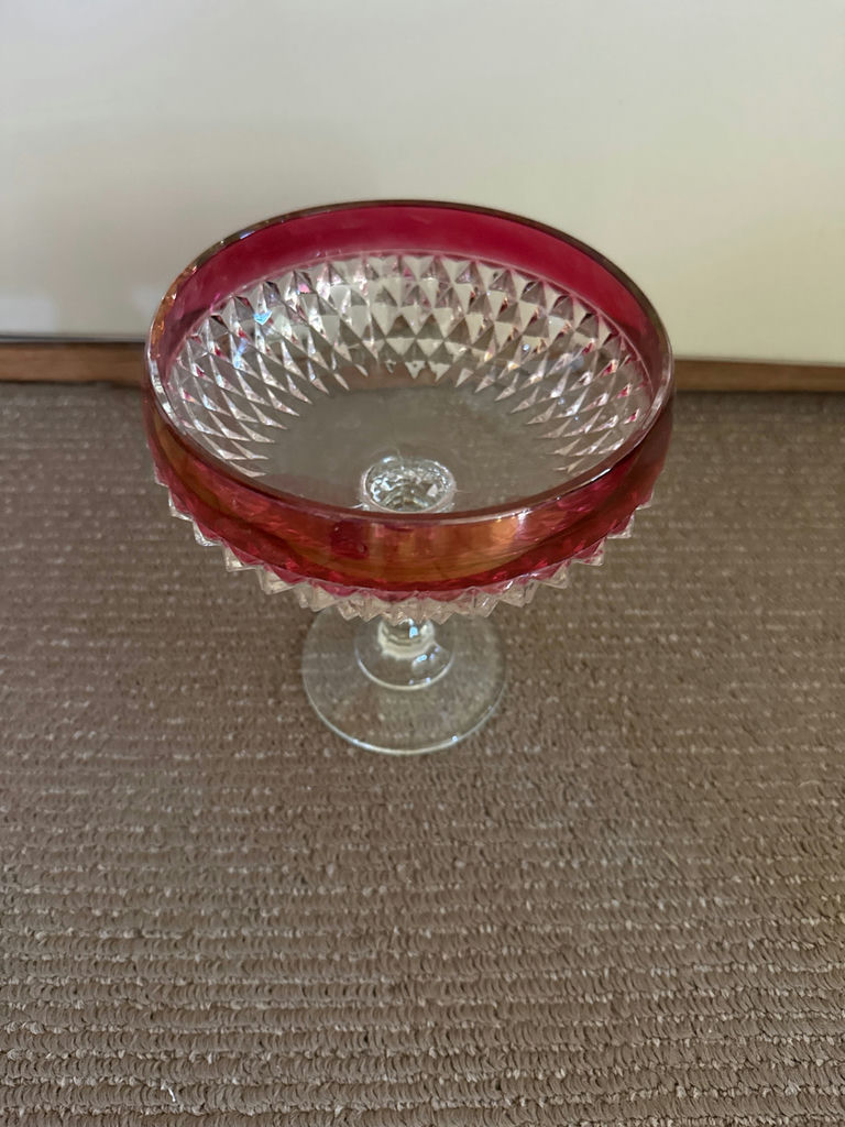 Westmoreland Crystal red-rimmed pedestal dessert dish with lid - image 1 of 2