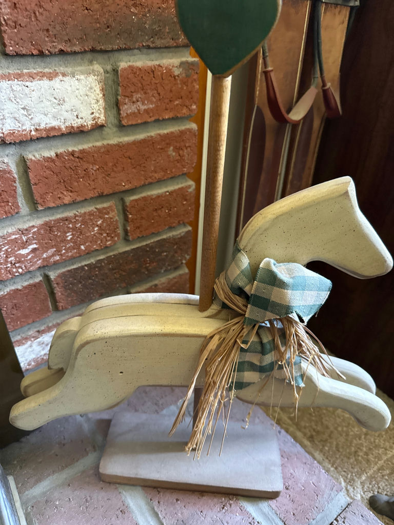 White Wooden Rocking Horse Decor - image 2 of 2