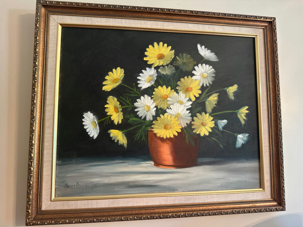 Arnold Banning Framed Still-Life Painting of Daisies - image 1 of 3