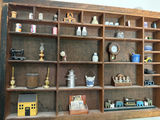 Wooden cubby display with vintage miniature collectibles - thumbnail 2 of 2