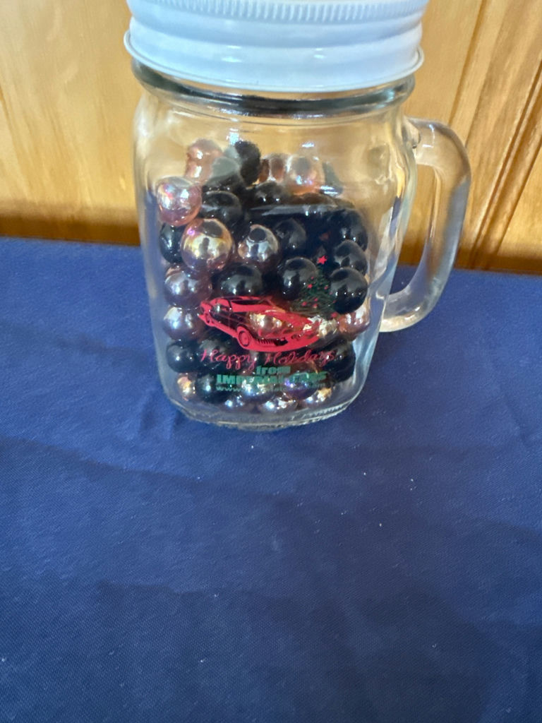Jar of multicolored glass marbles - image 1 of 2