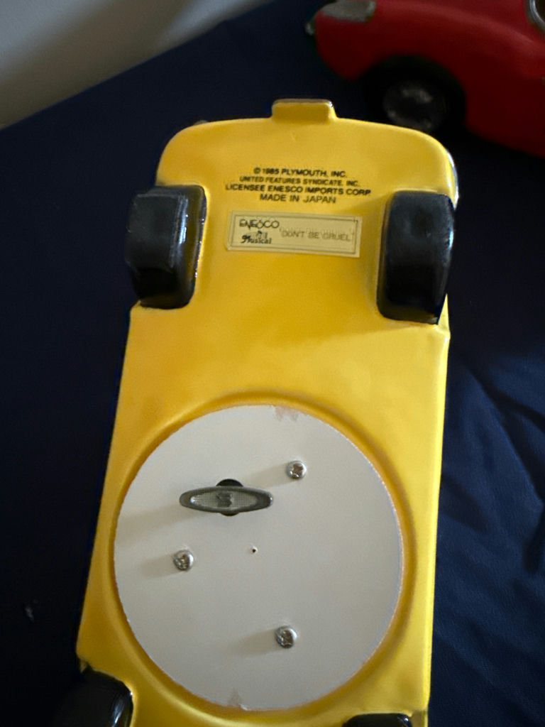 Two vintage toy convertible cars (yellow and red) - image 2 of 3