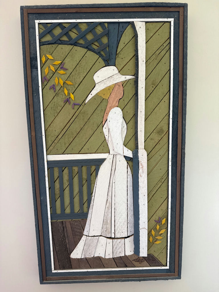 Woman in White Dress and Hat at Door - image 1 of 3