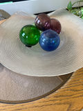 Frosted ribbed glass bowl with colored round glass balls - thumbnail 1 of 2