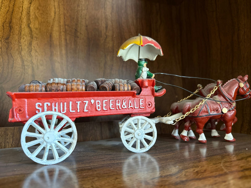 Vintage Schultz's Beer & Ale toy wagon with horse team - image 2 of 3