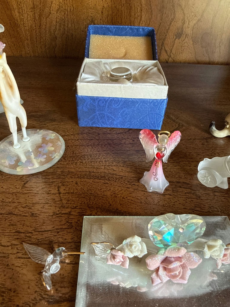 Assorted glass figurines, jewelry box with rings, vintage pencil sharpener - image 4 of 7