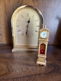 Gold-tone arch mantel clock and miniature decorative pendulum clock - thumbnail 1 of 2