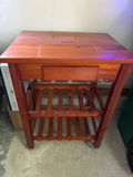 Wooden rolling cabinet with drawer and slatted shelves - thumbnail 1 of 4