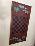 Wall-mounted wooden checkerboard with landscape panels - thumbnail 1 of 1