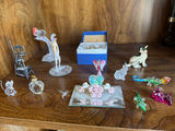 Assorted glass figurines, jewelry box with rings, vintage pencil sharpener - thumbnail 1 of 7