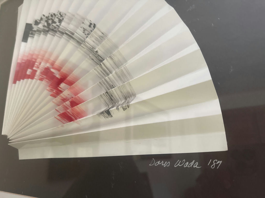 Doris Wada - Framed folded paper fan artwork - image 3 of 3