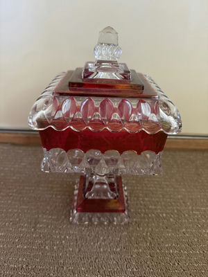 Westmoreland Red Crystal Square Candy Dish with Lid - Image 1 of 3