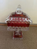 Westmoreland Red Crystal Square Candy Dish with Lid - thumbnail 1 of 3