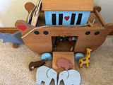 Wooden Noah’s Ark toy ship with animals and train cars and animal figures - thumbnail 3 of 4