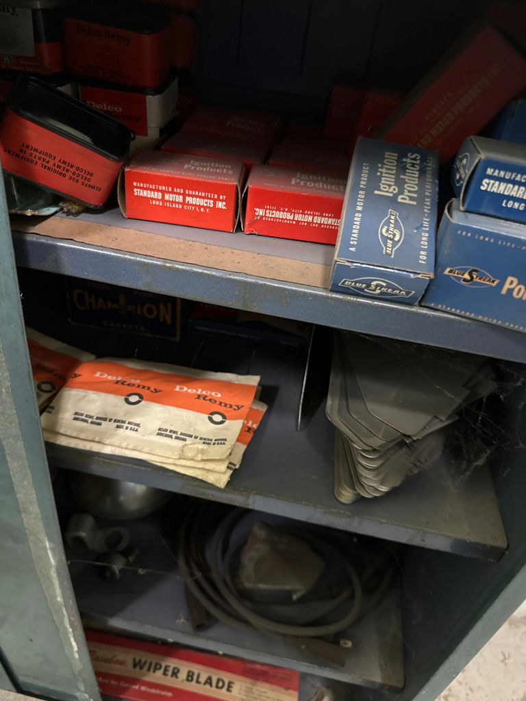 Vintage automotive parts cabinet with ignition and electrical components - image 4 of 4