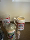 Ceramic beer steins with pewter lids and Budweiser mugs - thumbnail 3 of 5