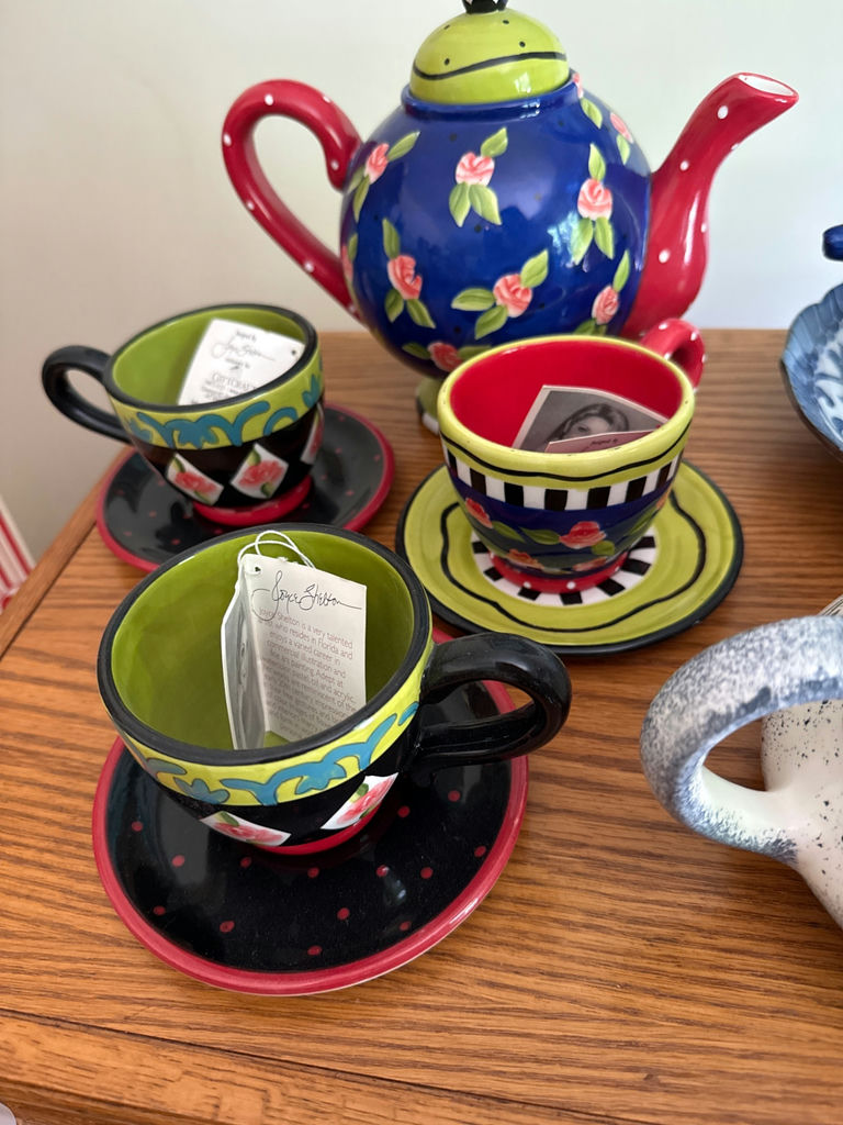 Colorful Ceramic Teapots, Cups, Plates and Vases - image 3 of 9