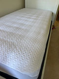 Twin size White wooden bed with mattress and gray tufted topper - thumbnail 3 of 6