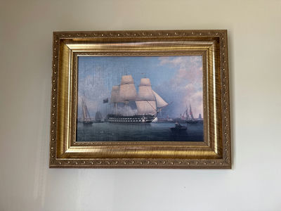 Framed Sailing Ship Painting - Image 1 of 2