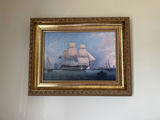 Framed Sailing Ship Painting - thumbnail 1 of 2