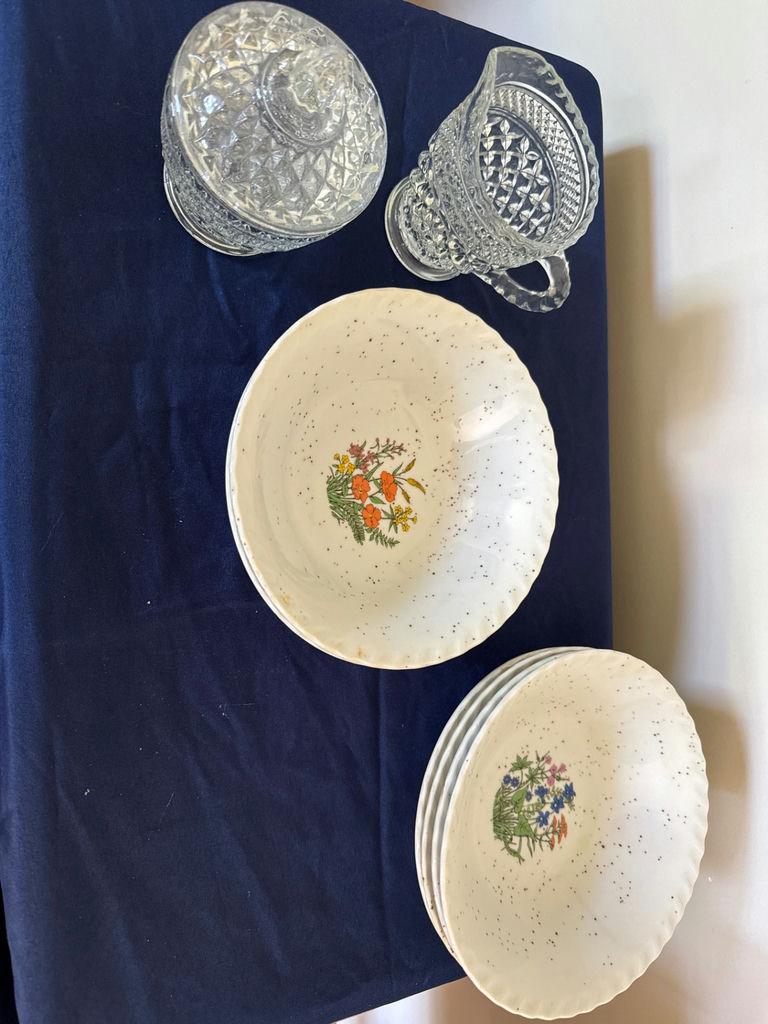 Japanese Otagari Floral Ceramic Dinnerware with Crystal Glassware - image 2 of 3