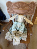 Wooden rocking chair with a plush bunny doll - thumbnail 2 of 3
