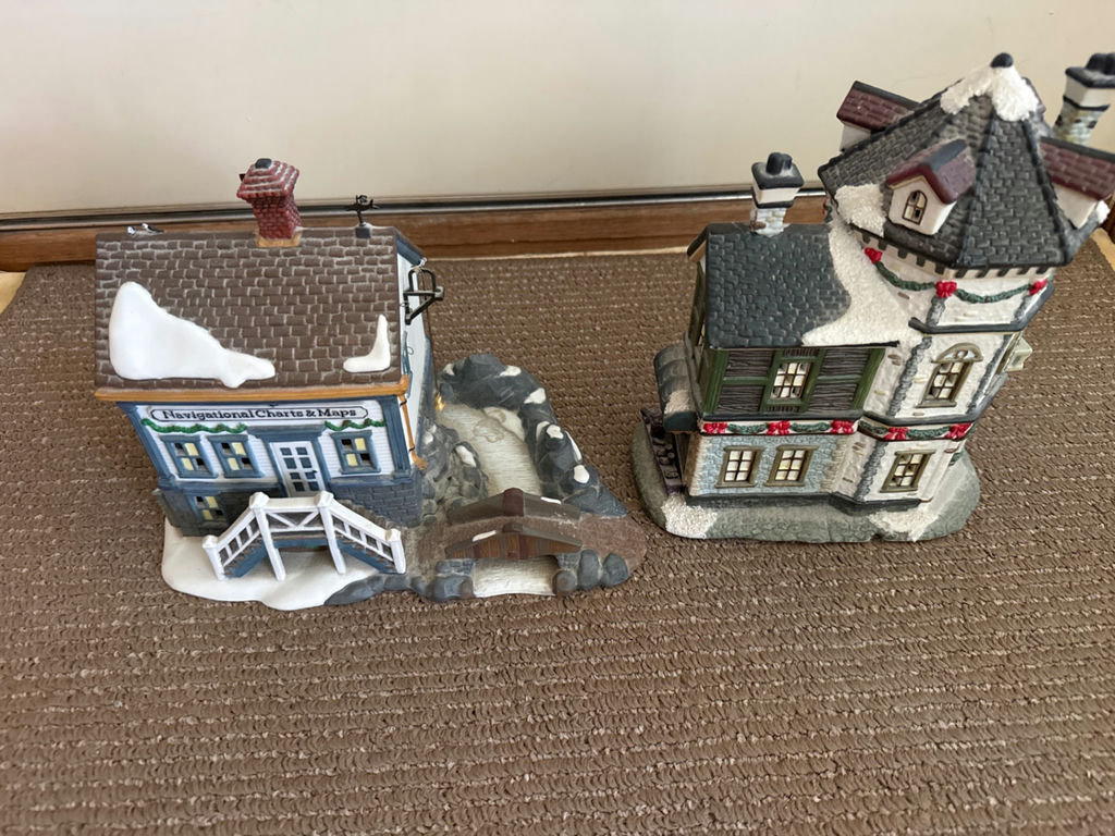 Snowy ceramic miniature holiday village buildings - image 2 of 2