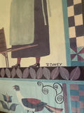 Framed folk-art print with a woman, cart and birds - thumbnail 2 of 2
