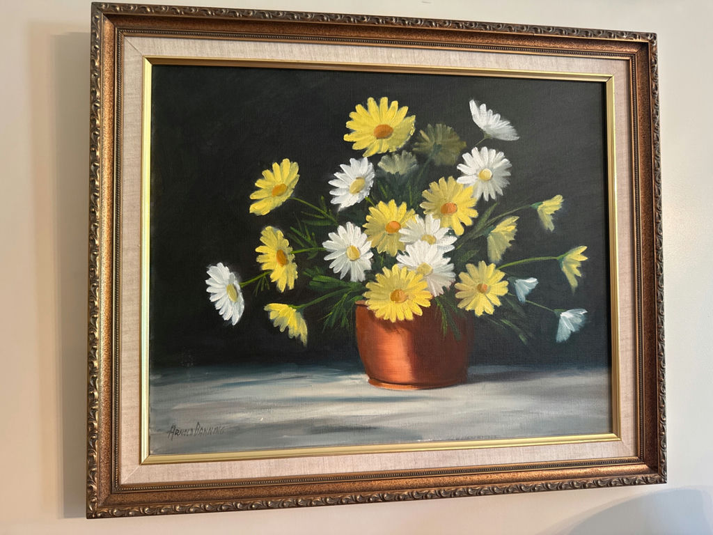 Arnold Banning Framed Still-Life Painting of Daisies - image 2 of 3