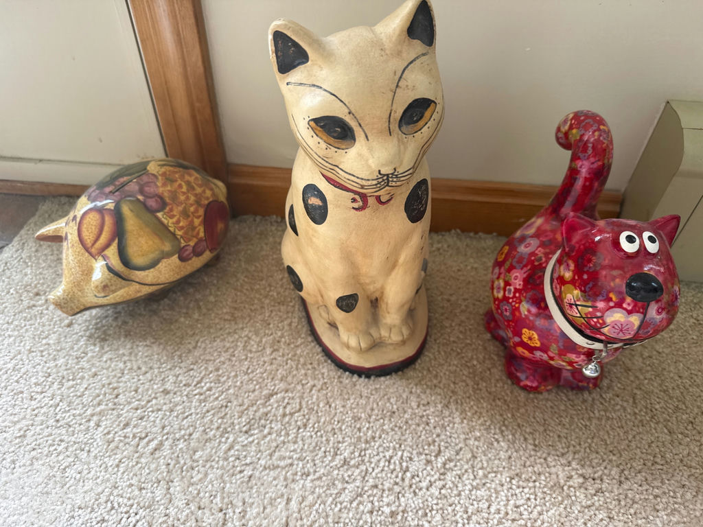 Cat, dog, and fruit-patterned decorative figurines bank and door stop - image 2 of 3