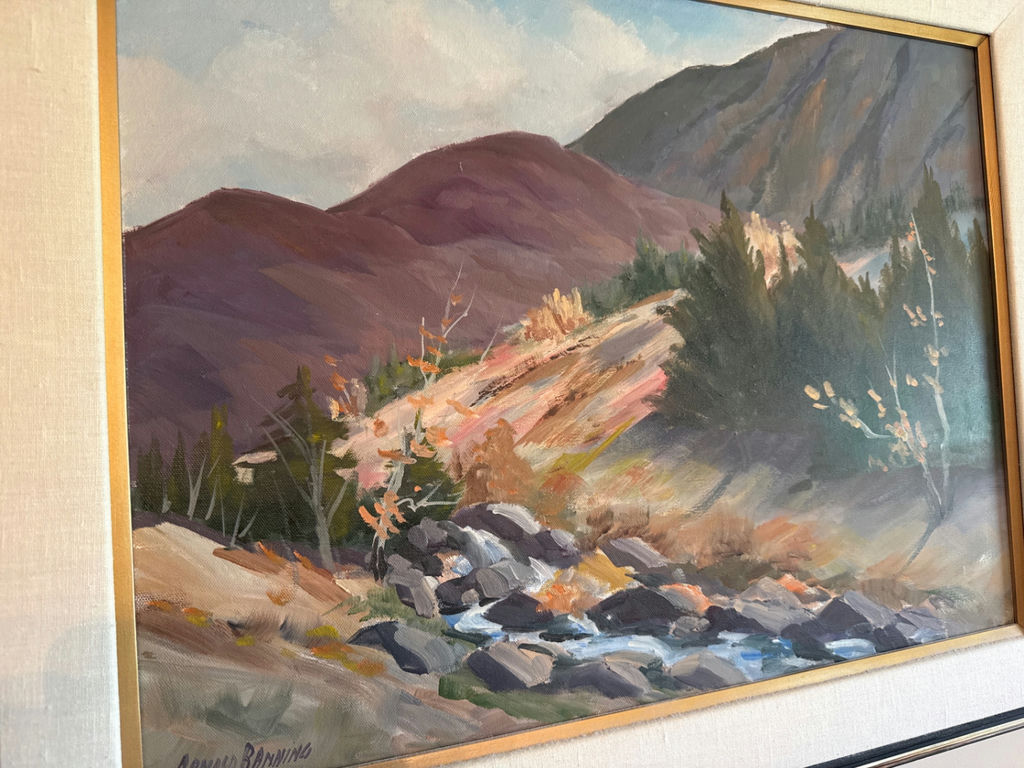 Landscape painting with mountains and a creek - image 3 of 4