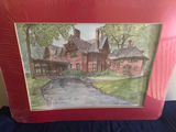 Framed print of a red house with wraparound porch - thumbnail 1 of 3