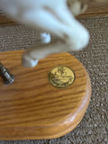 Mini musical carousel horse on wooden base - thumbnail 3 of 3