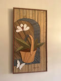 Wooden mosaic flower in a basket - thumbnail 1 of 3