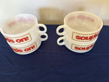 Four white ceramic soup mugs with 'SOUPS ON' labels - thumbnail 2 of 2