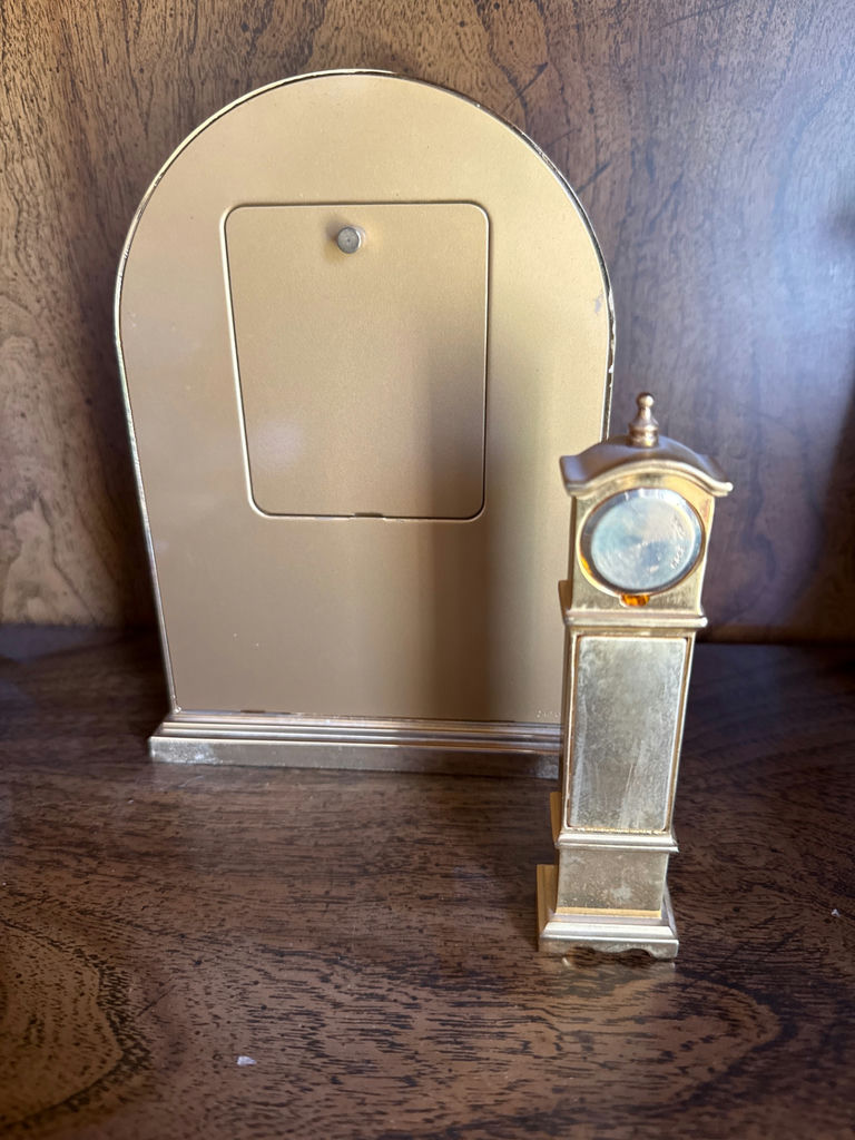 Gold-tone arch mantel clock and miniature decorative pendulum clock - image 2 of 2